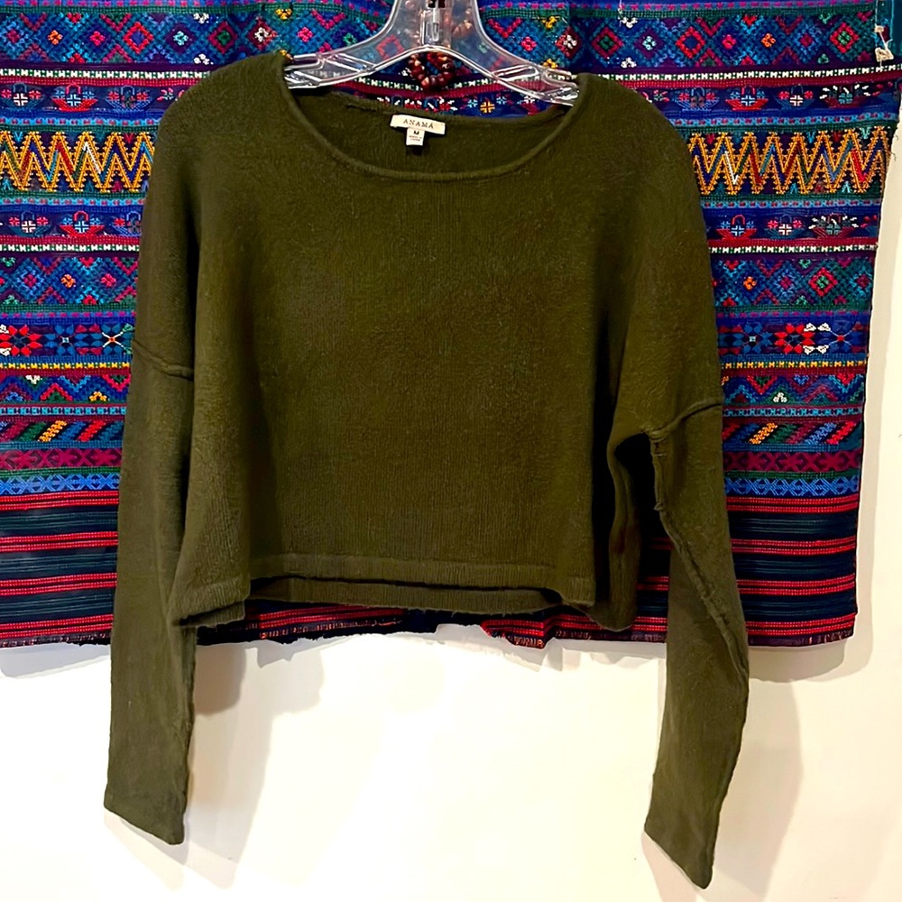 Cropped super soft olive green sweater
